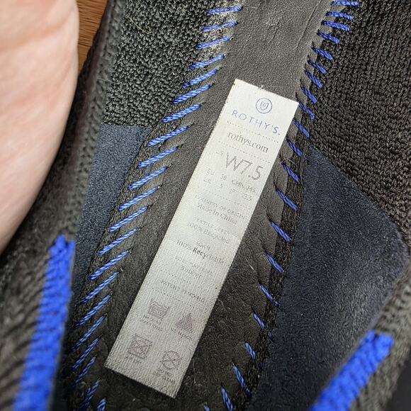 Rothys Womens The Point Flat Size 7.5 Black Knit Slip On Ballet Shoe Washable - Picture 7 of 7